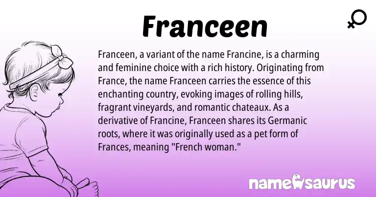 Infographic about Franceen name meaning, Franceen is a name from French, Germanic origin(s).