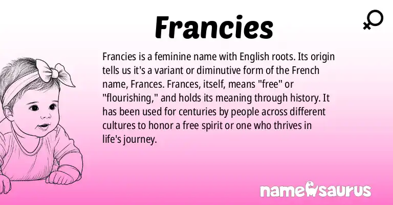 Infographic about Francies name meaning, Francies is a name from English origin(s).