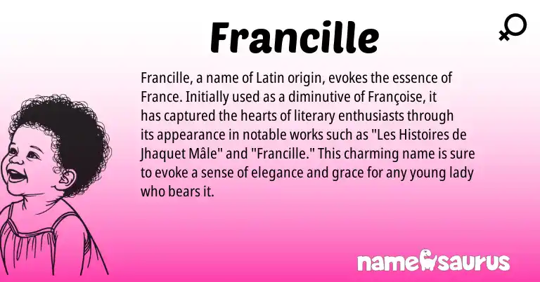 Infographic about Francille name meaning, Francille is a name from Latin origin(s).