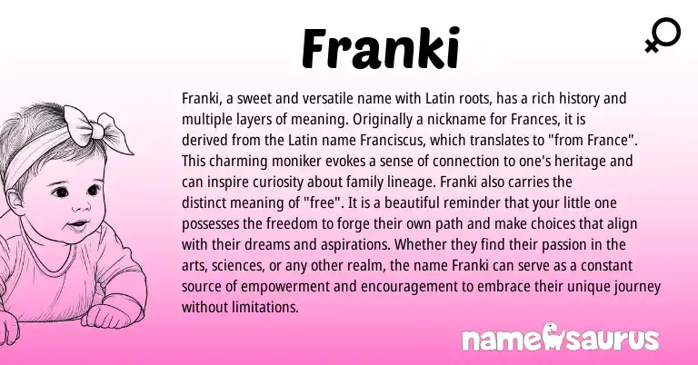 Infographic about Franki name meaning, Franki is a name from Latin origin(s).