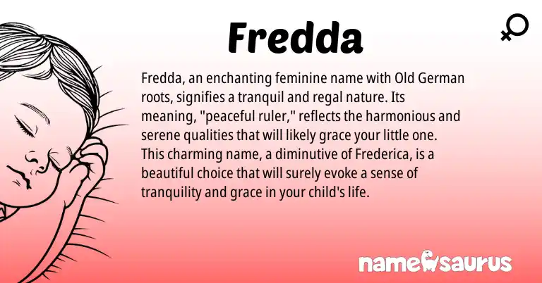 Infographic about Fredda name meaning, Fredda is a name from Old German origin(s).