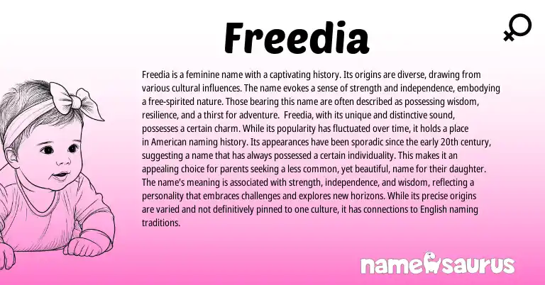 Infographic about Freedia name meaning, Freedia is a name from Other origin(s).