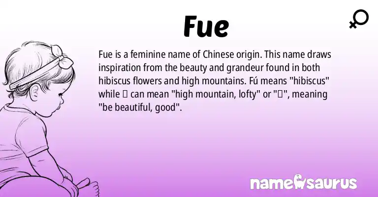 Infographic about Fue name meaning, Fue is a name from Chinese origin(s).