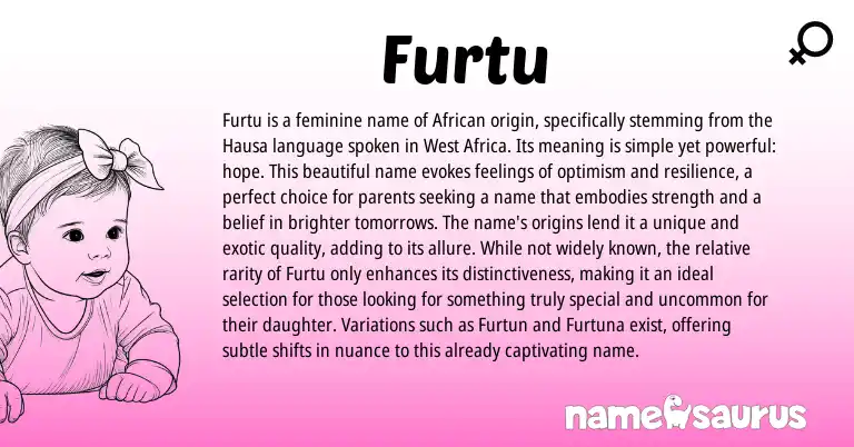 Infographic about Furtu name meaning, Furtu is a name from Hausa, African, Western origin(s).