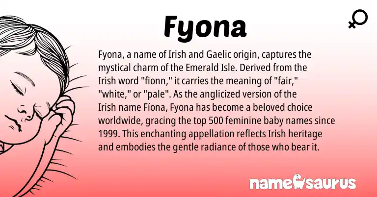 Infographic about Fyona name meaning, Fyona is a name from Irish, Gaelic origin(s).