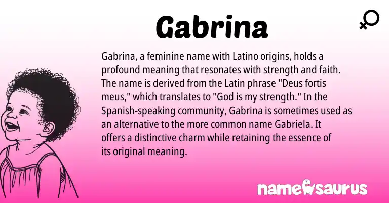 Infographic about Gabrina name meaning, Gabrina is a name from Spanish, Latin origin(s).