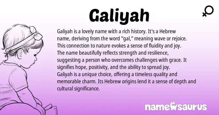 Infographic about Galiyah name meaning, Galiyah is a name from Hebrew origin(s).