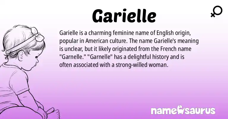 Infographic about Garielle name meaning, Garielle is a name from English (American) origin(s).