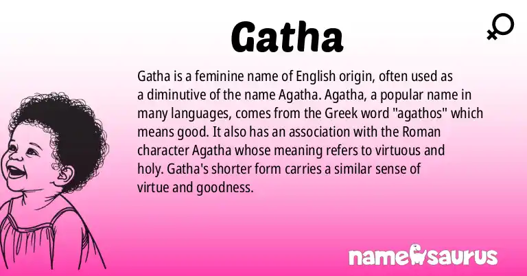 Infographic about Gatha name meaning, Gatha is a name from English origin(s).