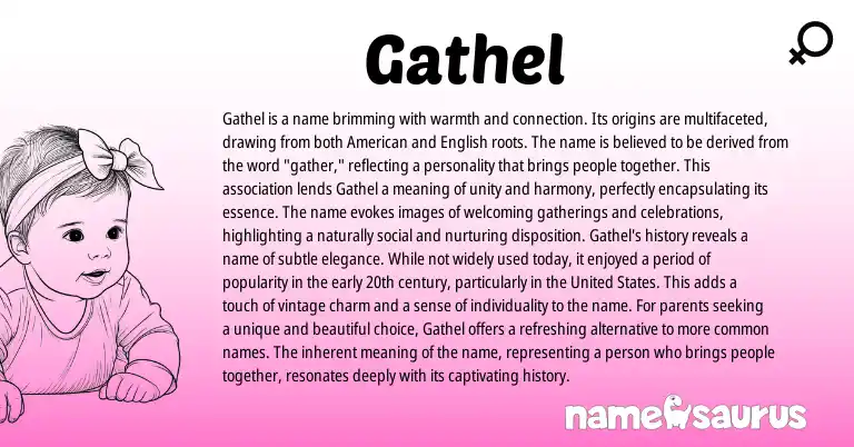 Infographic about Gathel name meaning, Gathel is a name from English, American origin(s).