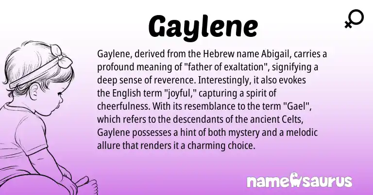 Infographic about Gaylene name meaning, Gaylene is a name from English, Hebrew origin(s).