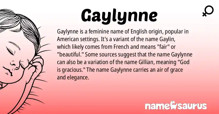 Infographic about Gaylynne name meaning, Gaylynne is a name from English (American) origin(s).