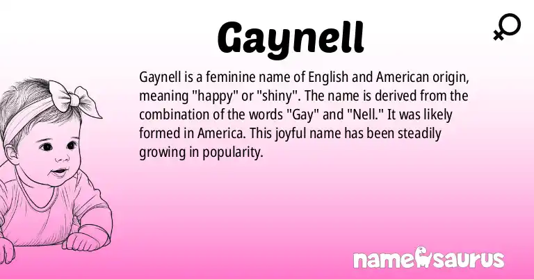 Infographic about Gaynell name meaning, Gaynell is a name from English, American origin(s).