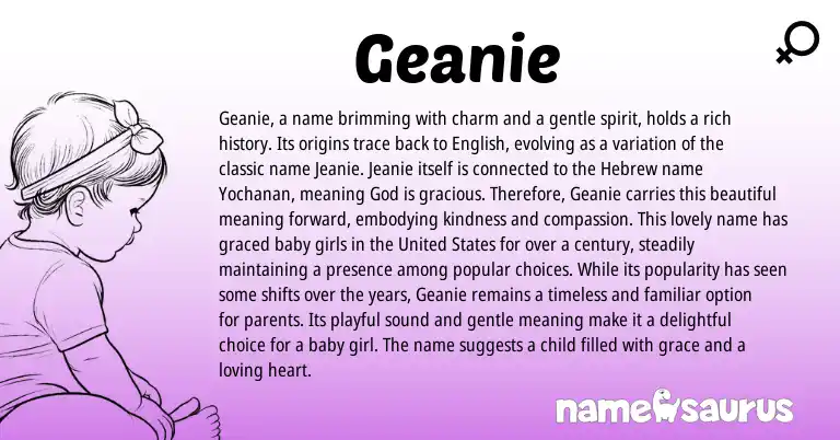 Infographic about Geanie name meaning, Geanie is a name from Hebrew origin(s).