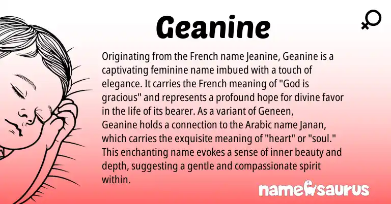 Infographic about Geanine name meaning, Geanine is a name from French, Arabic origin(s).