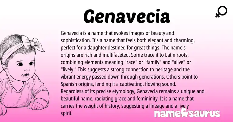 Infographic about Genavecia name meaning, Genavecia is a name from Latin origin(s).
