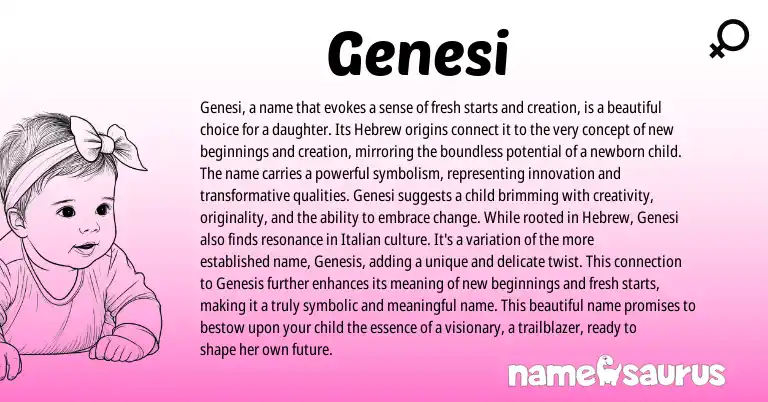 Infographic about Genesi name meaning, Genesi is a name from Hebrew, Italian origin(s).