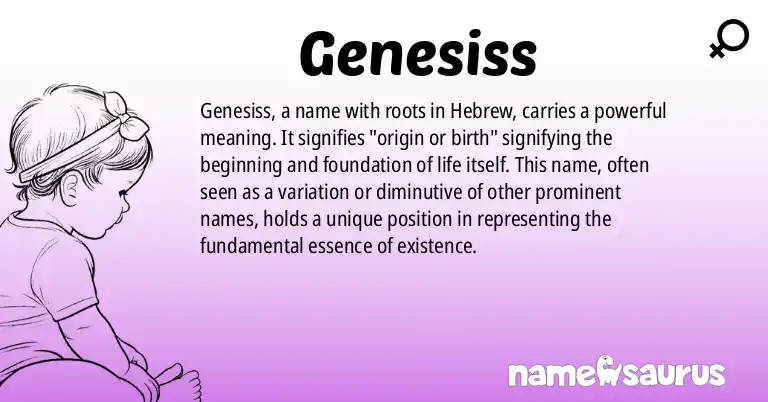 Infographic about Genesiss name meaning, Genesiss is a name from Hebrew origin(s).