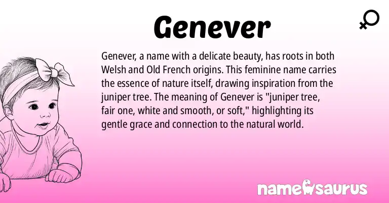 Infographic about Genever name meaning, Genever is a name from Welsh origin(s).