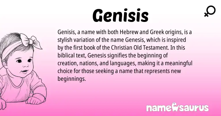 Infographic about Genisis name meaning, Genisis is a name from Hebrew, Greek origin(s).