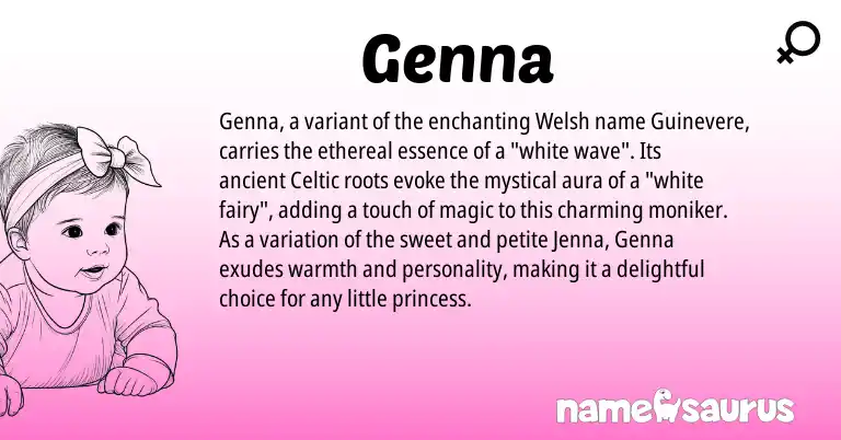 Infographic about Genna name meaning, Genna is a name from Welsh, Celtic origin(s).