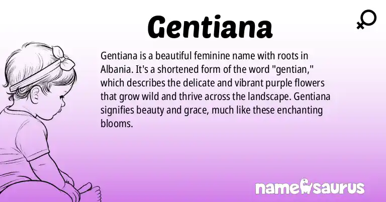 Infographic about Gentiana name meaning, Gentiana is a name from Albanian origin(s).