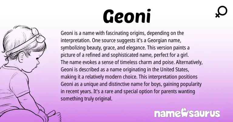 Infographic about Geoni name meaning, Geoni is a name from Georgian origin(s).
