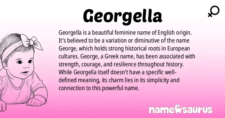 Infographic about Georgella name meaning, Georgella is a name from English origin(s).