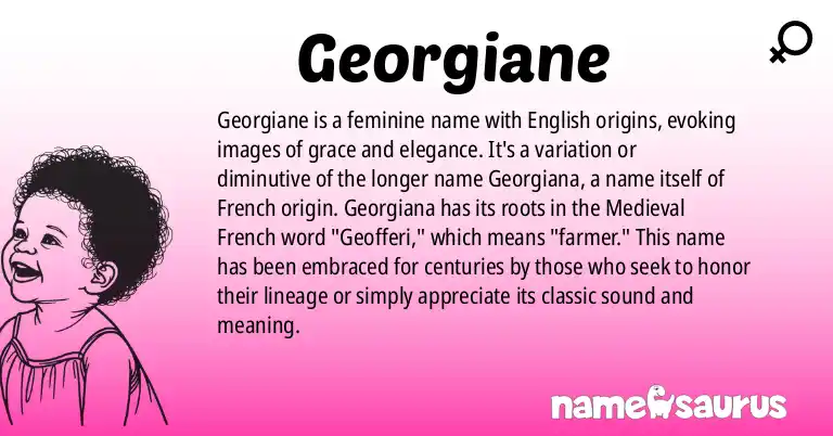 Infographic about Georgiane name meaning, Georgiane is a name from English origin(s).