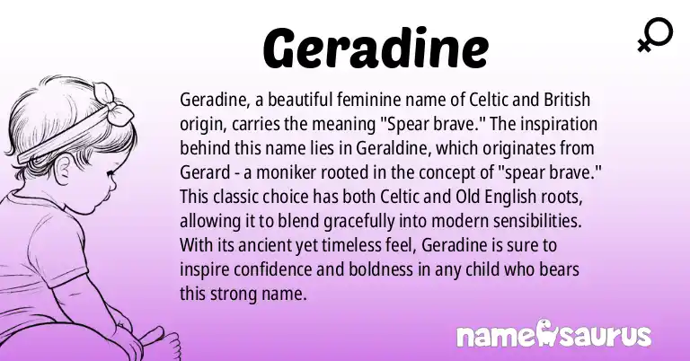 Infographic about Geradine name meaning, Geradine is a name from Celtic, British origin(s).