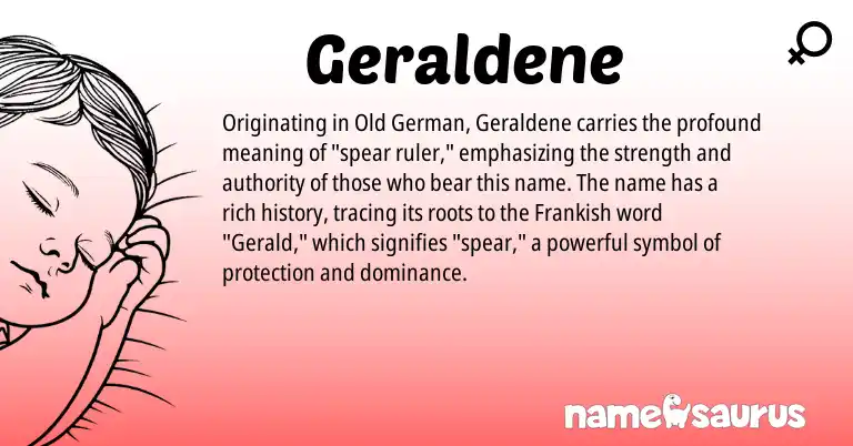 Infographic about Geraldene name meaning, Geraldene is a name from Old German, Frankish origin(s).