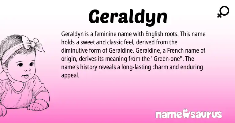 Infographic about Geraldyn name meaning, Geraldyn is a name from English origin(s).