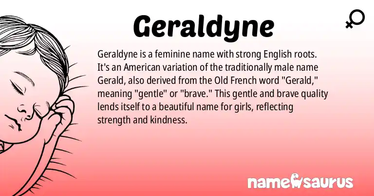 Infographic about Geraldyne name meaning, Geraldyne is a name from English (American) origin(s).