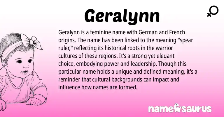 Infographic about Geralynn name meaning, Geralynn is a name from German origin(s).