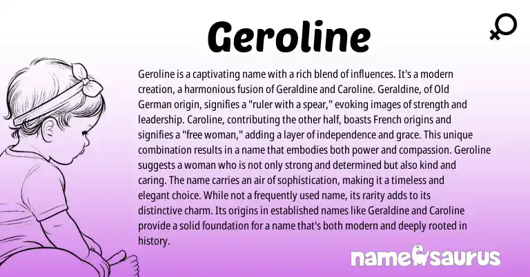 Infographic about Geroline name meaning, Geroline is a name from Germanic, French origin(s).