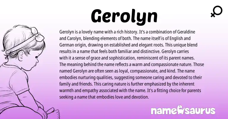 Infographic about Gerolyn name meaning, Gerolyn is a name from Germanic, English origin(s).