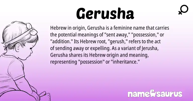 Infographic about Gerusha name meaning, Gerusha is a name from Hebrew origin(s).