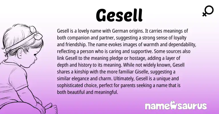 Infographic about Gesell name meaning, Gesell is a name from Germanic origin(s).