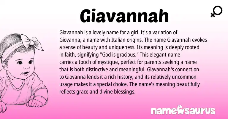 Infographic about Giavannah name meaning, Giavannah is a name from Italian origin(s).