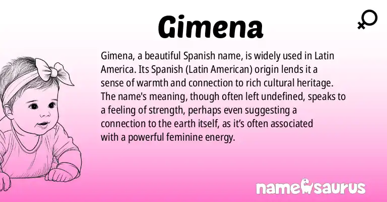Infographic about Gimena name meaning, Gimena is a name from Spanish (Latin American) origin(s).