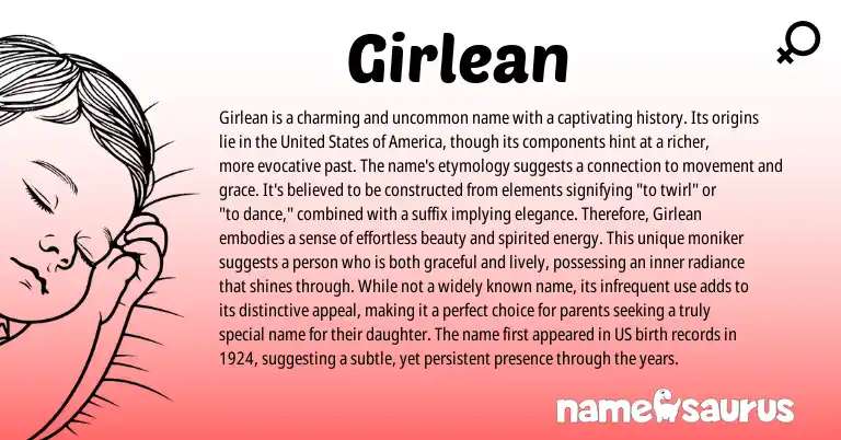 Infographic about Girlean name meaning, Girlean is a name from English origin(s).