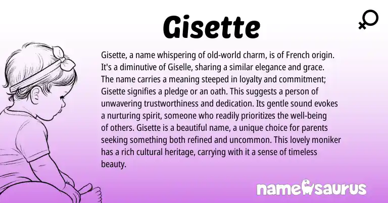 Infographic about Gisette name meaning, Gisette is a name from Germanic, French origin(s).