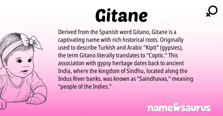 Infographic about Gitane name meaning, Gitane is a name from Spanish, Arabic, Turkish, Coptic origin(s).