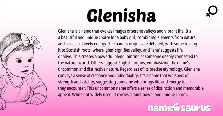 Infographic about Glenisha name meaning, Glenisha is a name from Scottish origin(s).