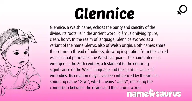 Infographic about Glennice name meaning, Glennice is a name from Welsh origin(s).