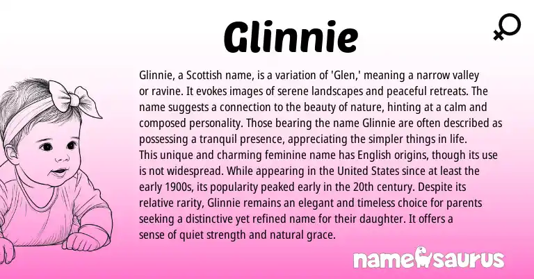 Infographic about Glinnie name meaning, Glinnie is a name from Scottish origin(s).