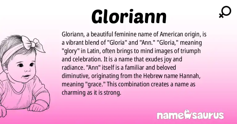 Infographic about Gloriann name meaning, Gloriann is a name from American origin(s).