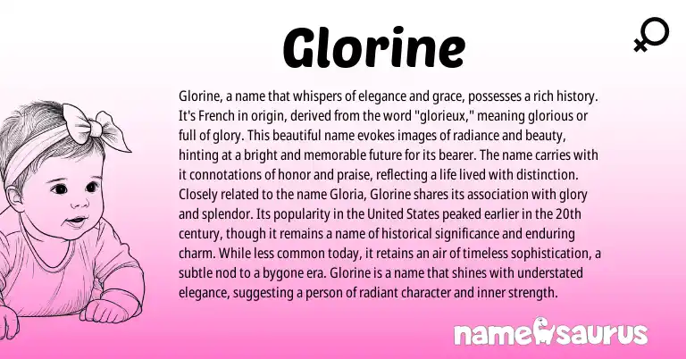Infographic about Glorine name meaning, Glorine is a name from French, English origin(s).