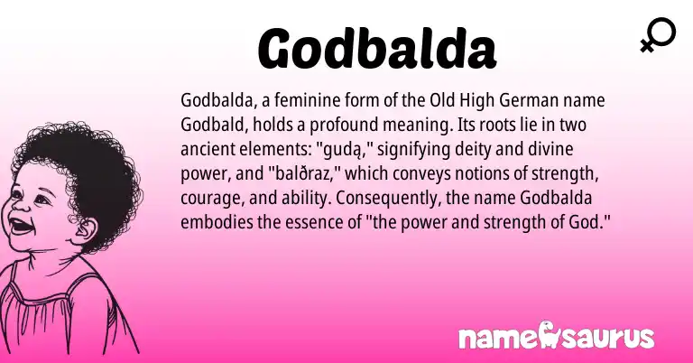 Infographic about Godbalda name meaning, Godbalda is a name from Old High German origin(s).
