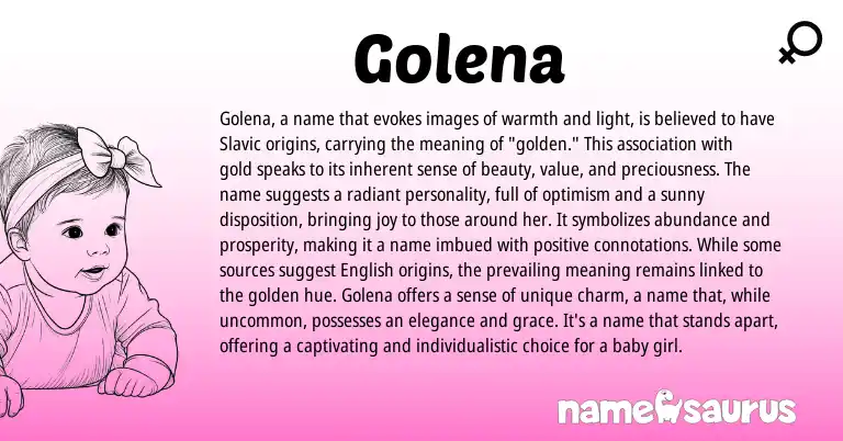 Infographic about Golena name meaning, Golena is a name from Slavic origin(s).